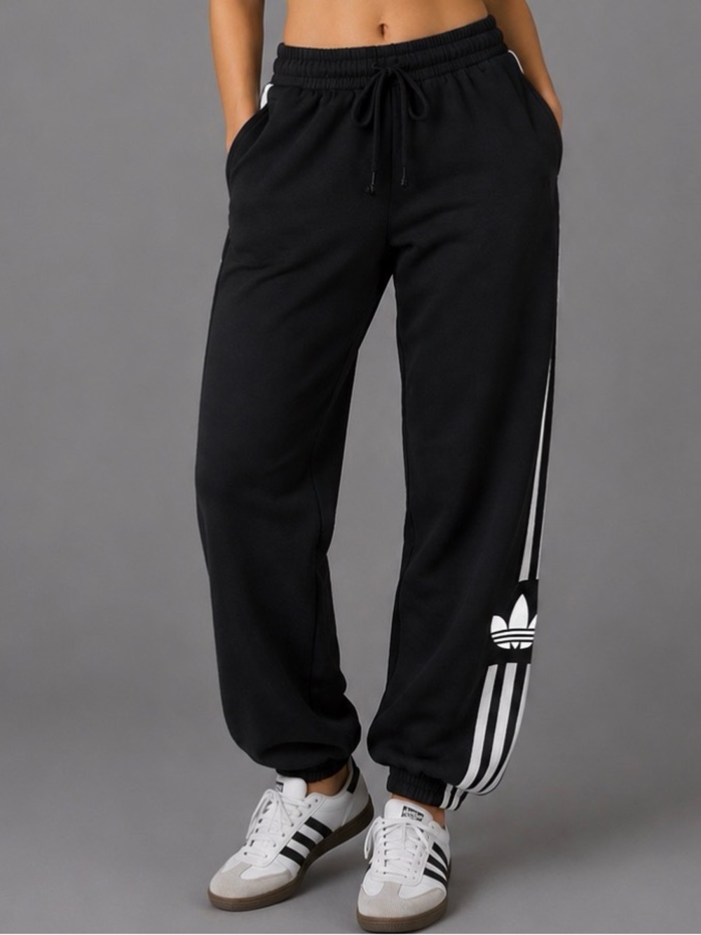 Adidas Originals Trefoil Jogger Sweatpants Black White Striped Women’s XS